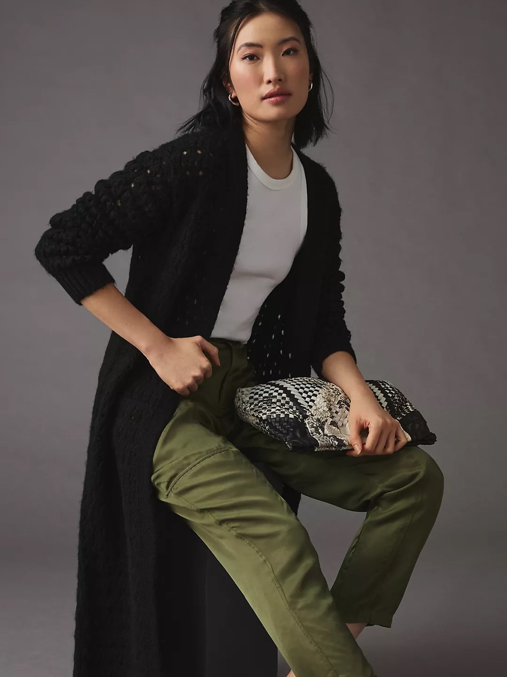 By Anthropologie Black Knit Cardigan Sweater Duster Size Small